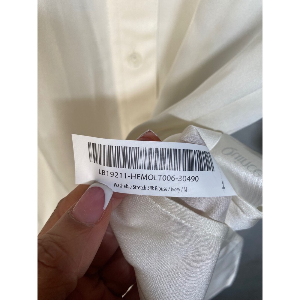 Quince Washable Stretch Silk Blouse Womens Medium Ivory Button Down Capsule - Picture 5 of 6
